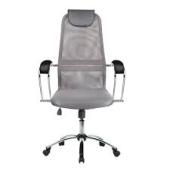 Кресло офисное BK-8CH (ткань - сетка, хром, цвет - светло-серый)
