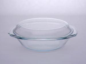 Овальная стеклянная кастрюля с крышкой 2,5л/ПКХ0007