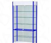 Шкаф-витрина остекленная  задняя панель стекло без дверей  ВС синий 1000*400*2100мм
